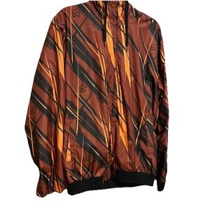 Fox Racing Windbreaker Jacket Men's Size Large Orange Brown Hooded Moto BMX - BC